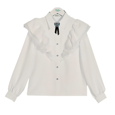 Блузка школьная с длинным рукавом для девочки Deloras C63494-25 молочная 1